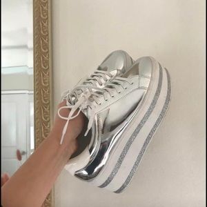 Silver Platform Sneakers